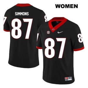 Women's Georgia Bulldogs NCAA #87 Tyler Simmons Nike Stitched Black Legend Authentic College Football Jersey FRC1854GC